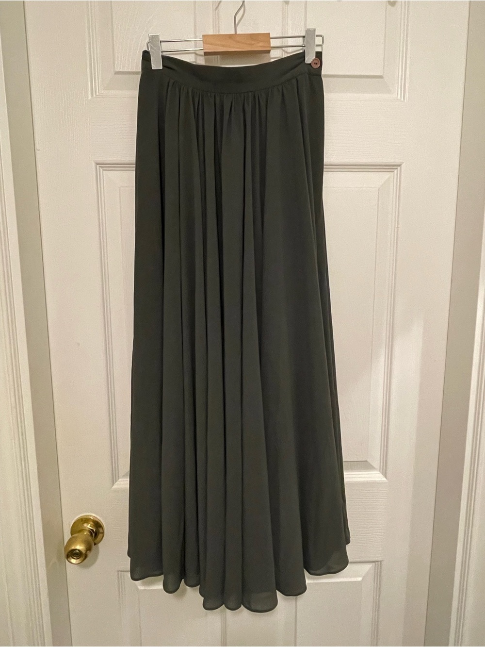 Vintage Flowy Maxi Skirt in Dark Green/Grey